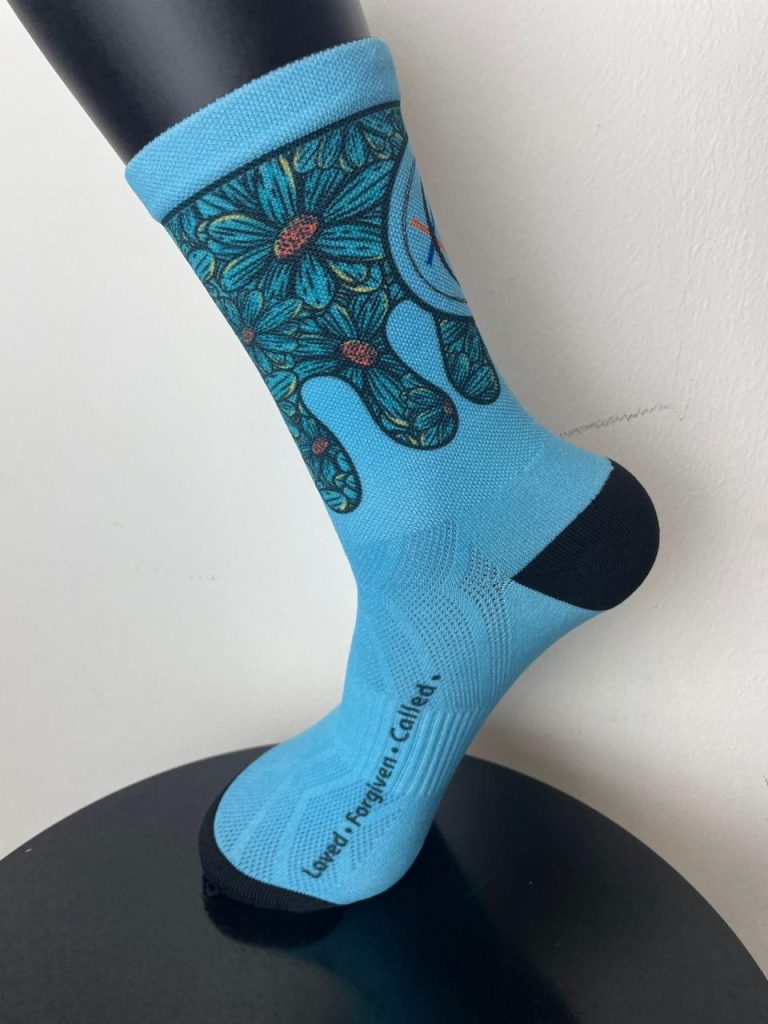 Blue and Wave Flowers Left