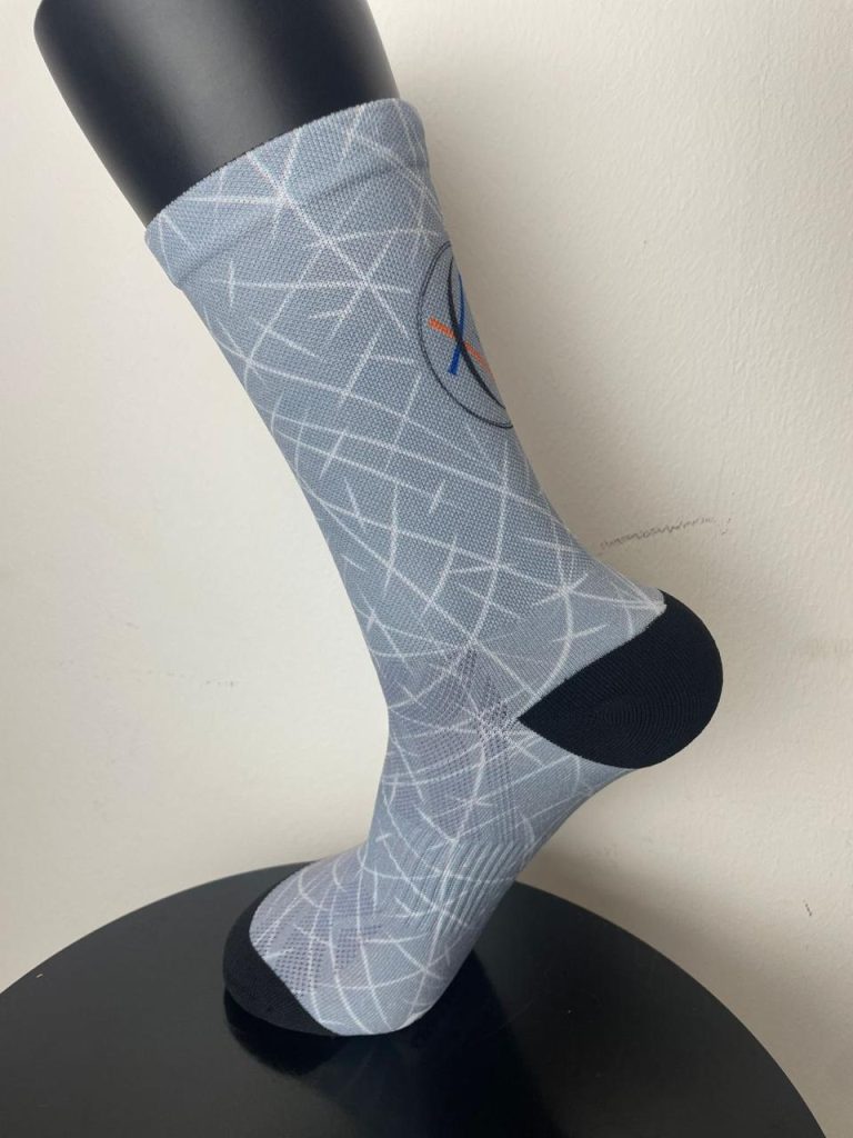 Grey and White Striped Faith Socks